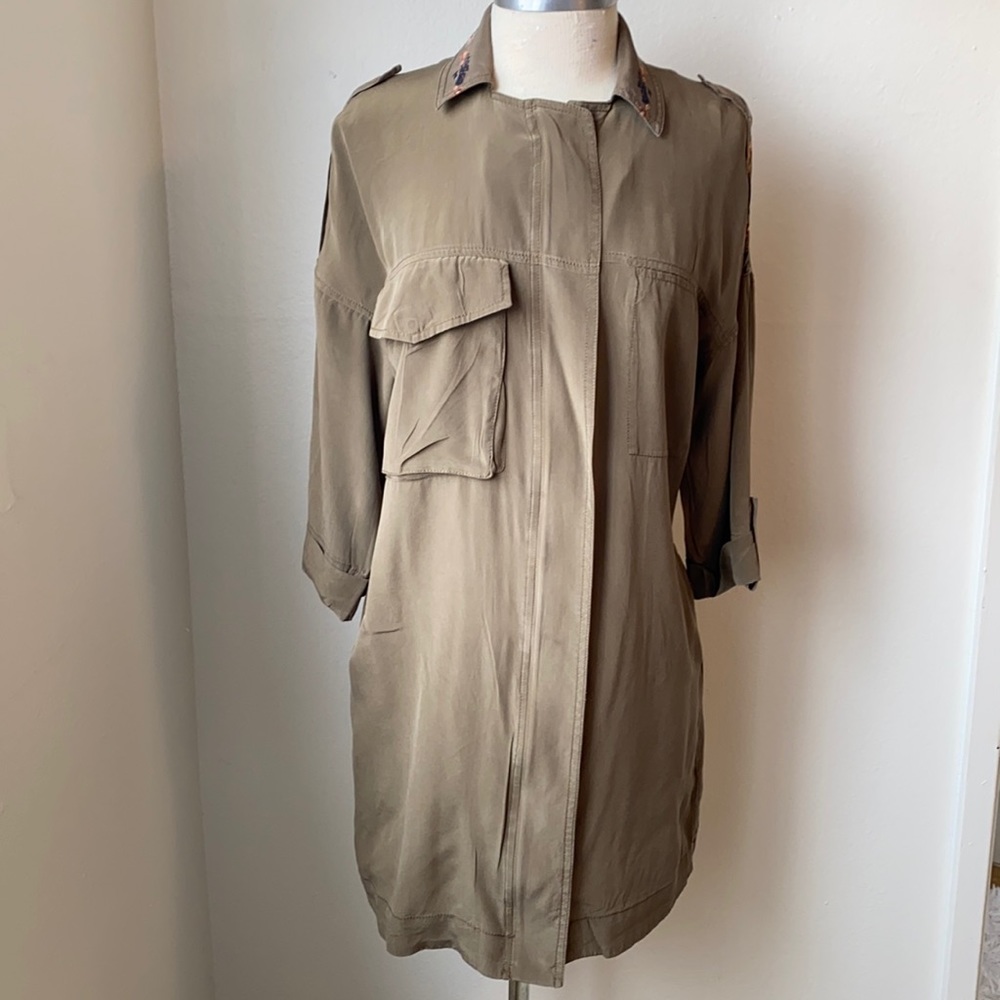 All Saints Silk Olive Green Dress 2